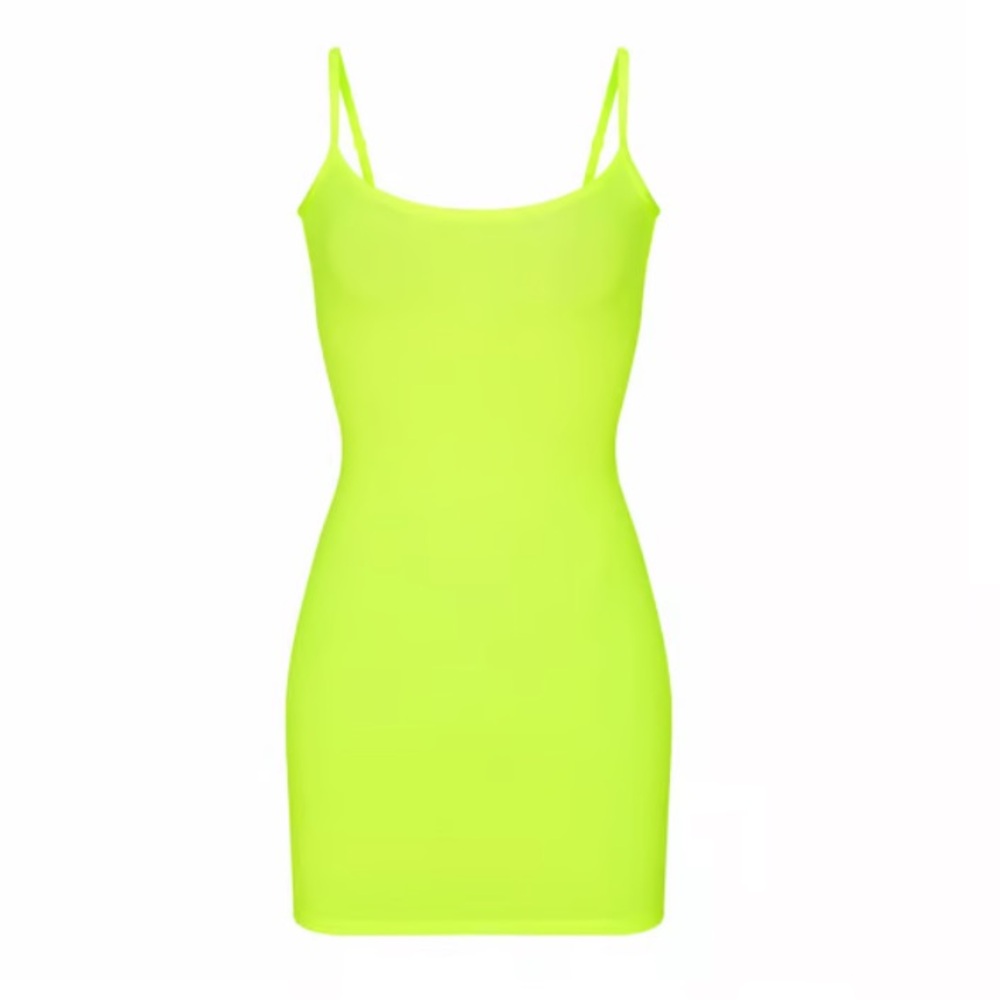 SKIMS Fits everybody mini slip dress. Limited Edition Green Highlighter. NWT